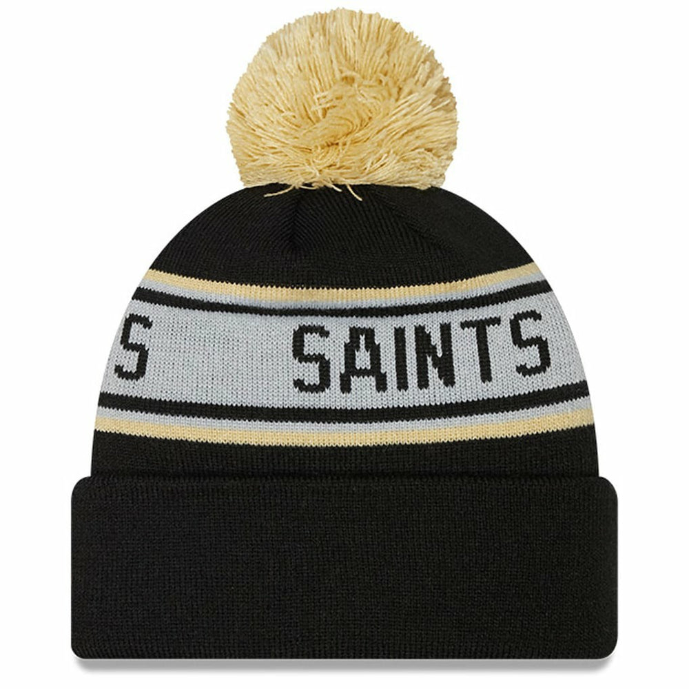 New Orleans Saints New Era Youth Repeat Cuffed Knit Hat with Pom Black | NFL