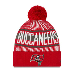Tampa Bay Buccaneers New Era Youth Striped Cuffed Knit Hat with Pom Red | NFL