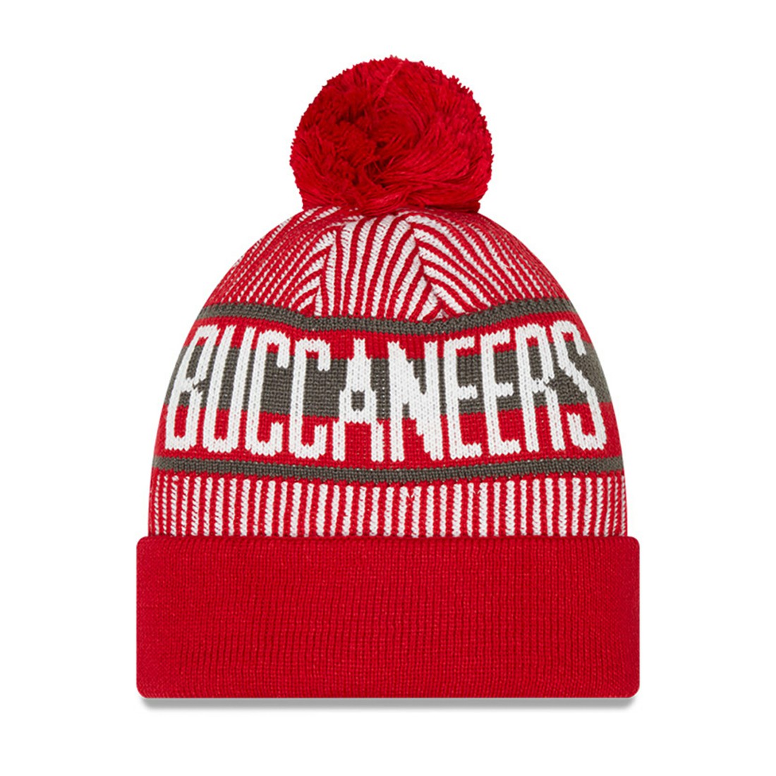 Tampa Bay Buccaneers New Era Youth Striped Cuffed Knit Hat with Pom Red | NFL