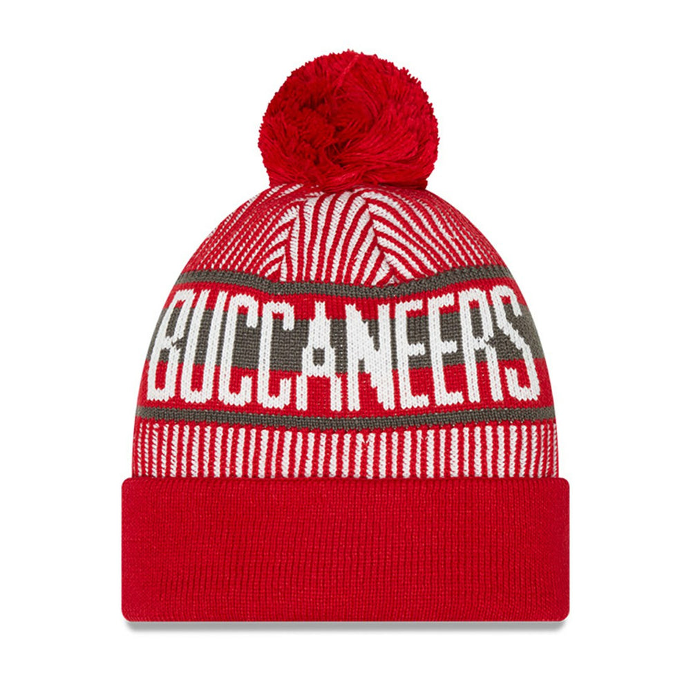 Tampa Bay Buccaneers New Era Youth Striped Cuffed Knit Hat with Pom Red | NFL