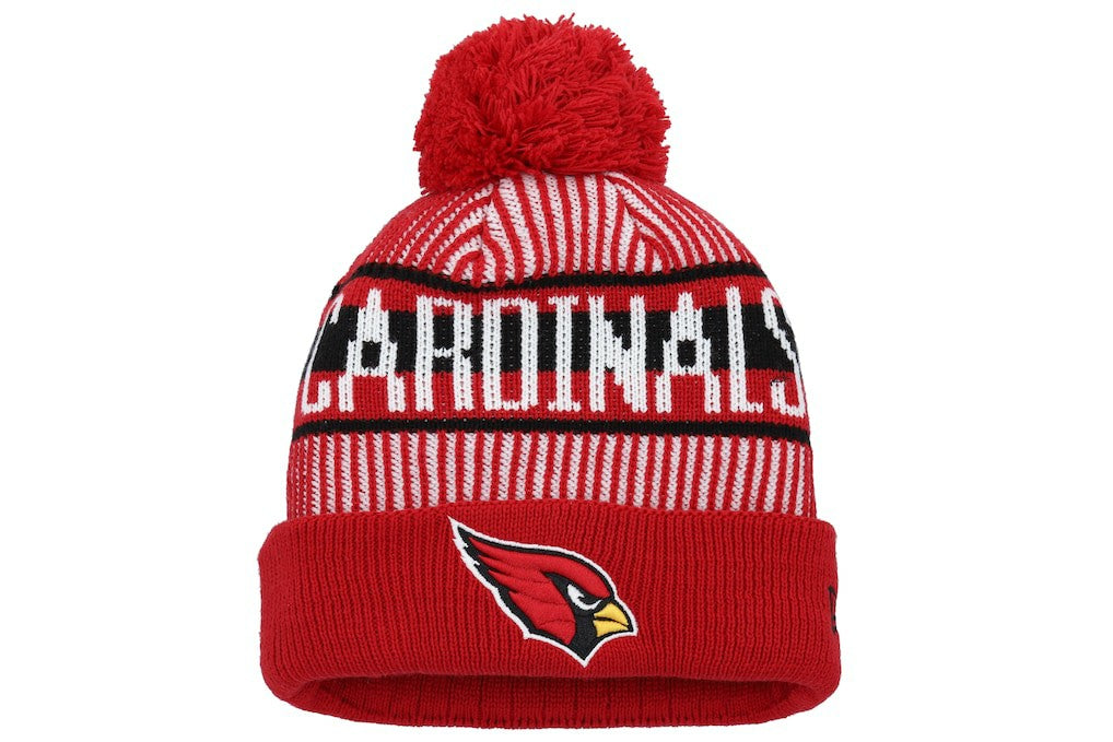 Arizona Cardinals New Era Youth Striped Cuffed Knit Hat with Pom Cardinal | NFL