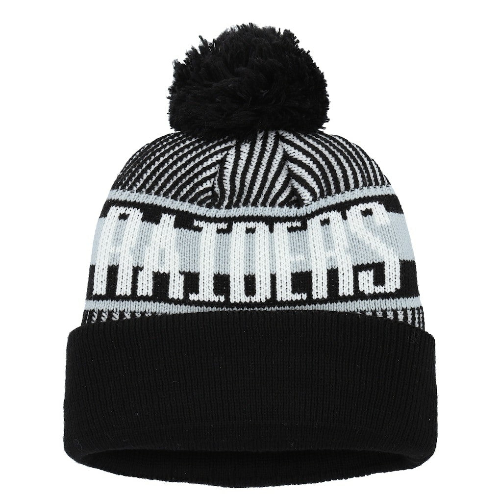 Las Vegas Raiders New Era Youth Striped Cuffed Knit Hat with Pom Black | NFL