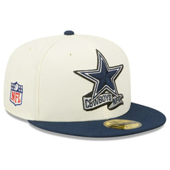 Dallas Cowboys New Era 2022 Sideline 59FIFTY Fitted Hat Cream/Navy | NFL