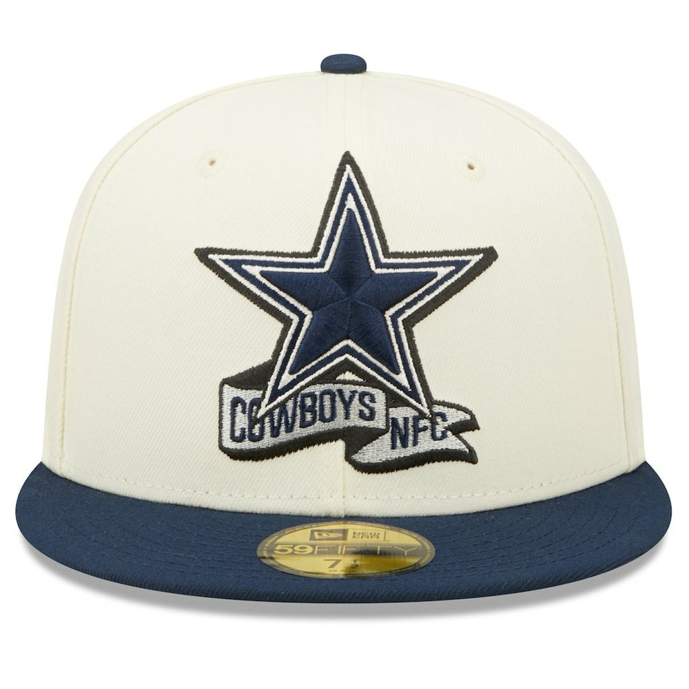 Dallas Cowboys New Era 2022 Sideline 59FIFTY Fitted Hat Cream/Navy | NFL
