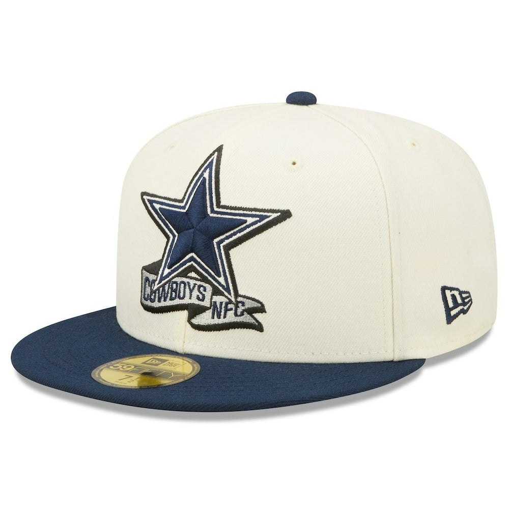Dallas Cowboys New Era 2022 Sideline 59FIFTY Fitted Hat Cream/Navy | NFL