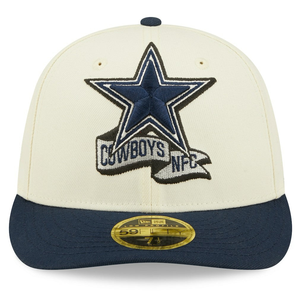 Dallas Cowboys New Era 2022 Sideline Low Profile 59FIFTY Fitted Hat Cream/Navy | NFL