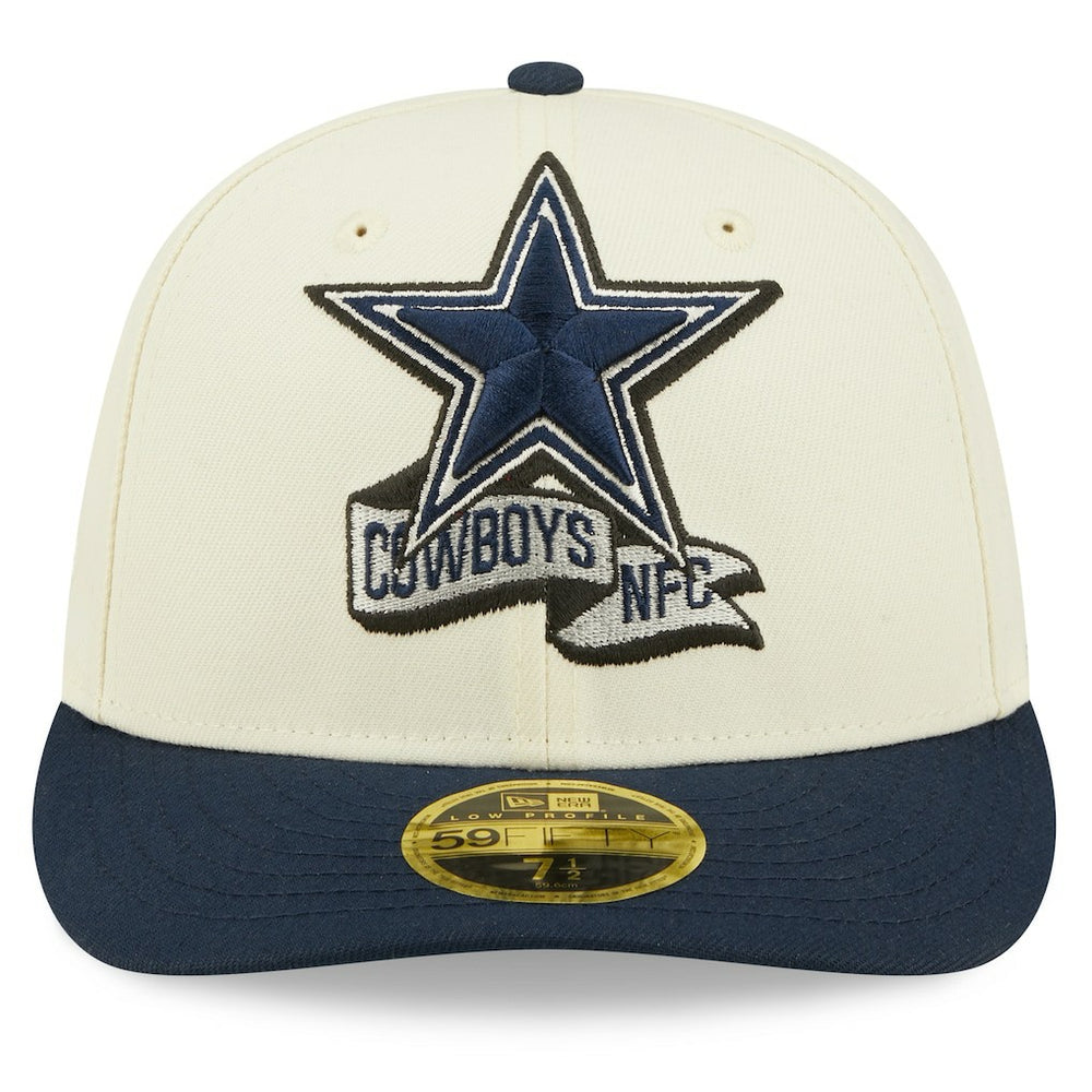 Dallas Cowboys New Era 2022 Sideline Low Profile 59FIFTY Fitted Hat Cream/Navy | NFL