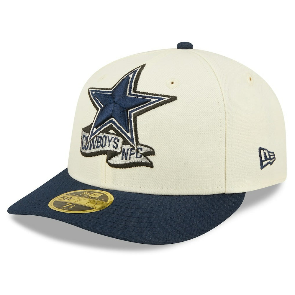 Dallas Cowboys New Era 2022 Sideline Low Profile 59FIFTY Fitted Hat Cream/Navy | NFL