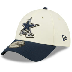 Dallas Cowboys New Era 2022 Sideline 39THIRTY 2-Tone Flex Hat Cream/Navy | NFL