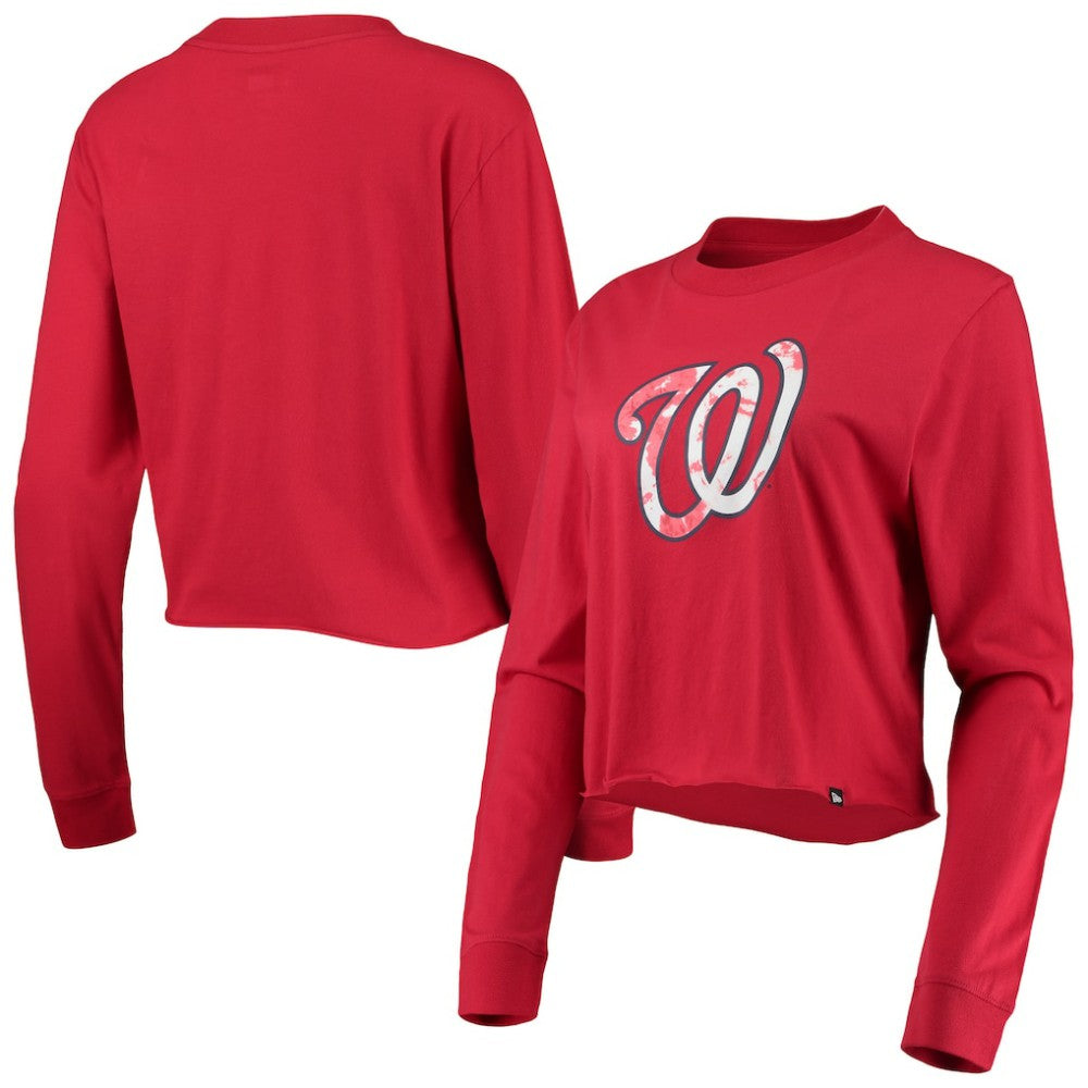 Washington Nationals New Era Women's Baby Jersey Cropped Long Sleeve T-Shirt - MLB