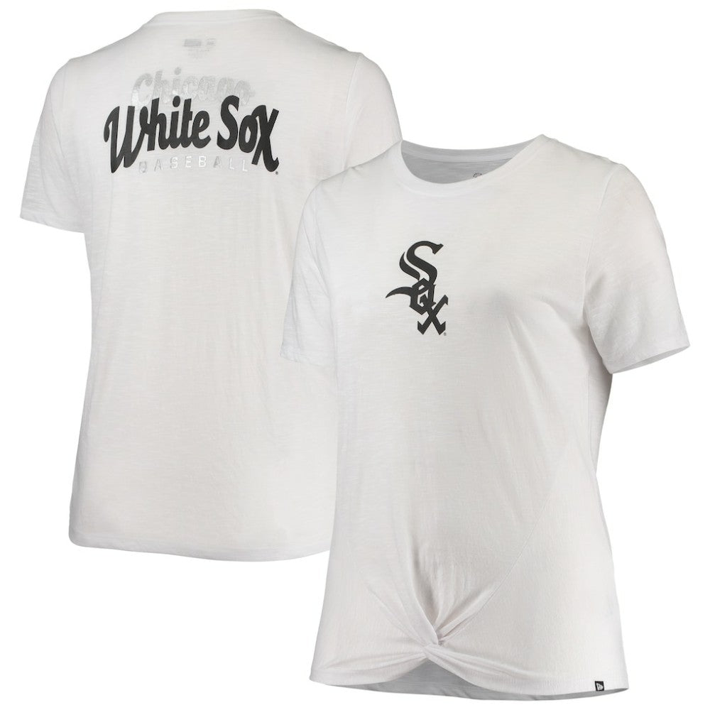 Chicago White Sox New Era Women's Plus Size 2-Hit Front Knot T-Shirt - MLB