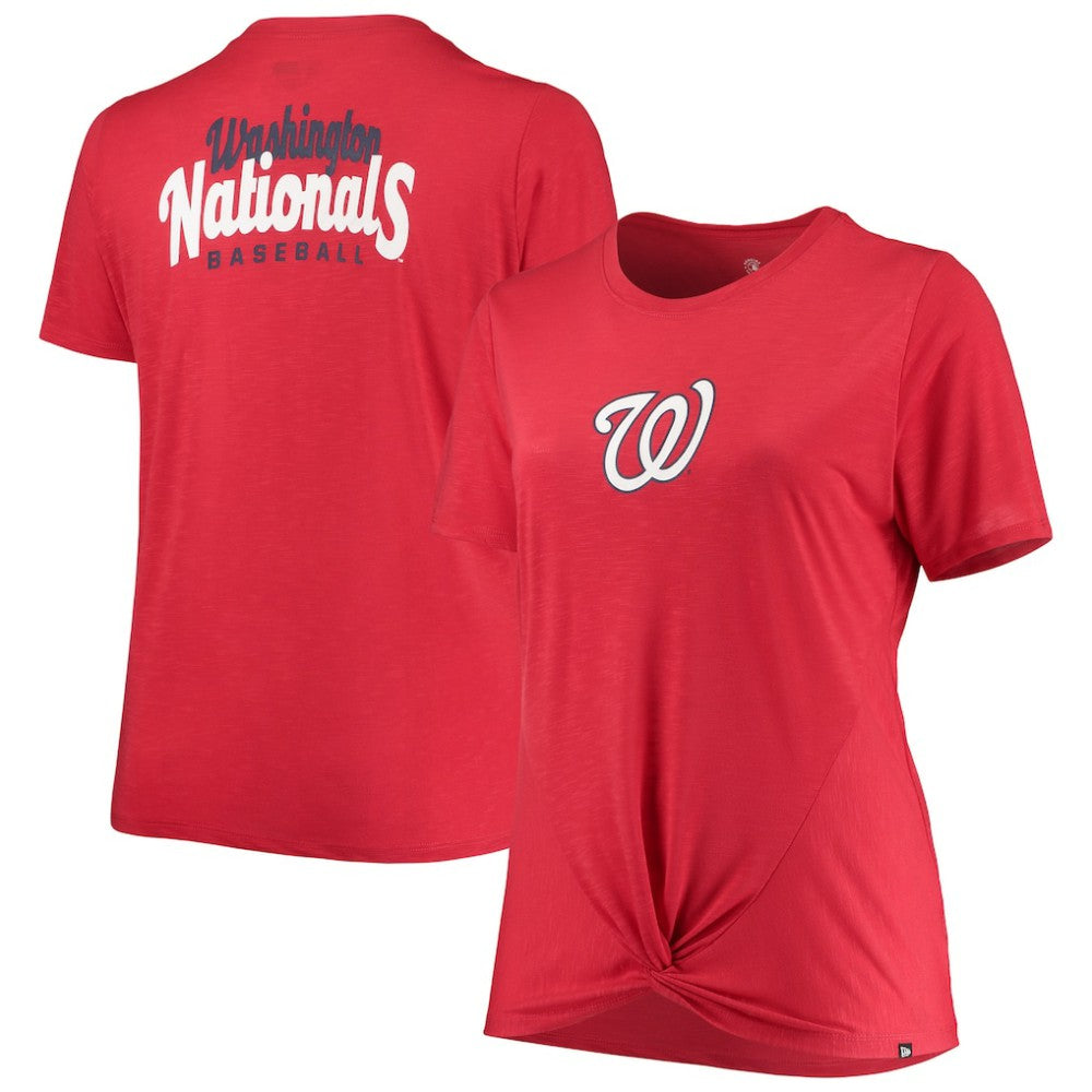Washington Nationals New Era Women's Plus Size 2-Hit Front Knot T-Shirt - MLB