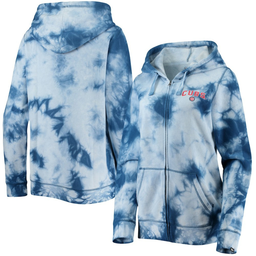 Chicago Cubs New Era Women's Tie-Dye Full-Zip Hoodie - MLB