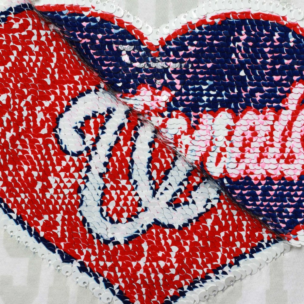 Washington Nationals New Era Girls Youth Flip Sequin Heart Crop Top - MLB