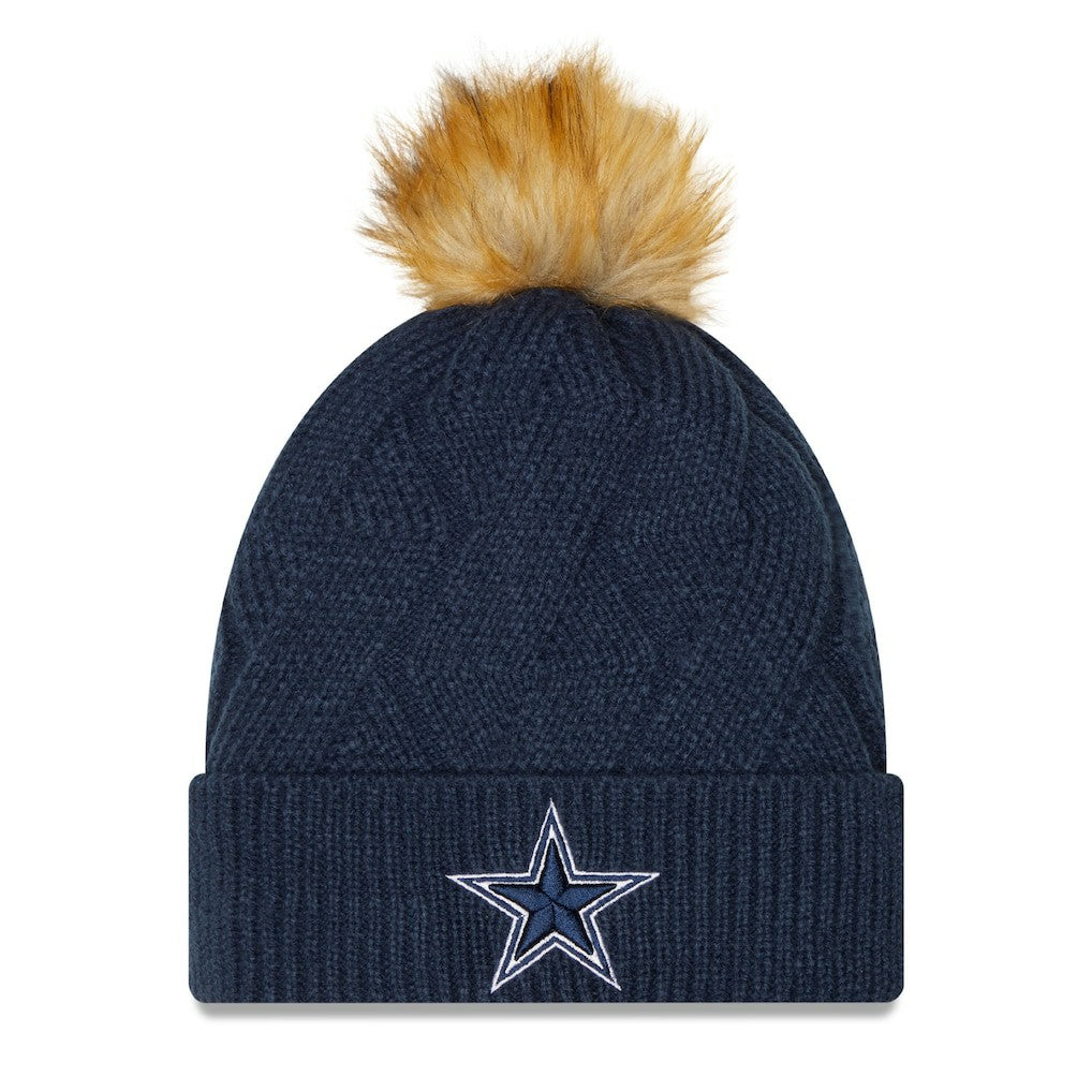 Dallas Cowboys New Era Women's Snowy Cuffed Knit Hat with Pom Navy | NFL