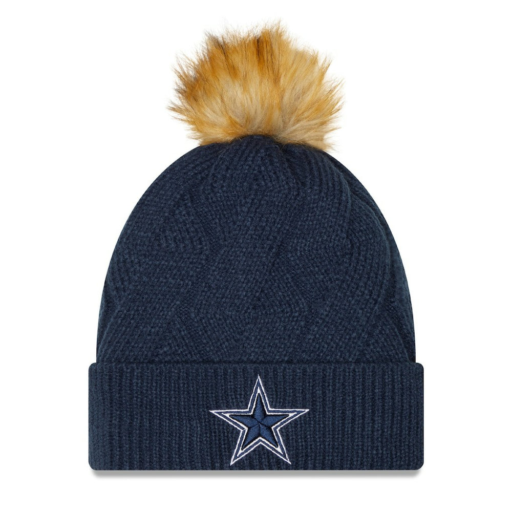 Dallas Cowboys New Era Women's Snowy Cuffed Knit Hat with Pom Navy | NFL