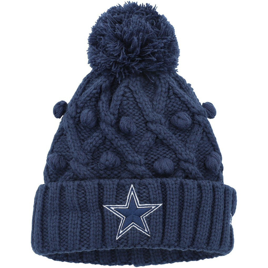 Dallas Cowboys New Era Girls Youth Toasty Cuffed Knit Hat with Pom Navy | NFL