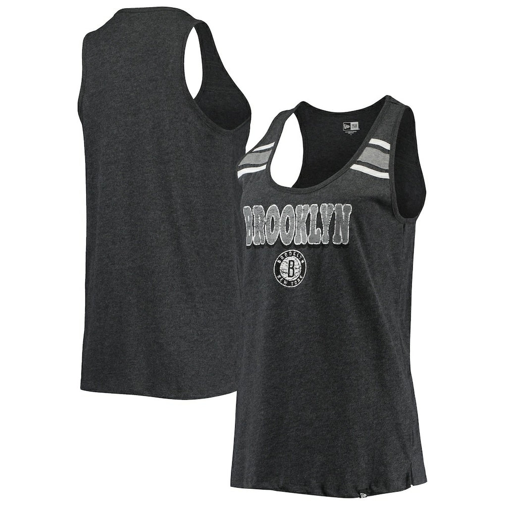 Brooklyn Nets Women's Scoop-Neck Racerback Tank Top Heathered Black - NBA