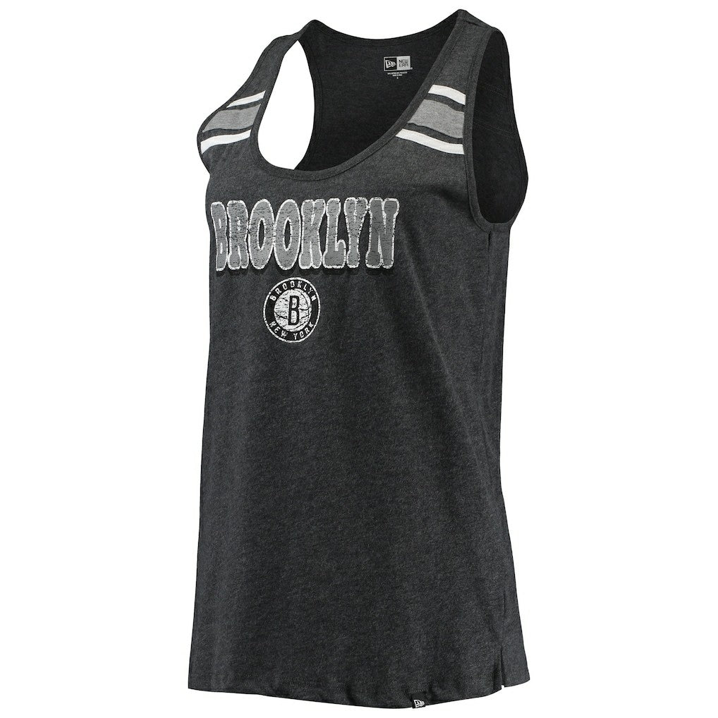 Brooklyn Nets Women's Scoop-Neck Racerback Tank Top Heathered Black - NBA