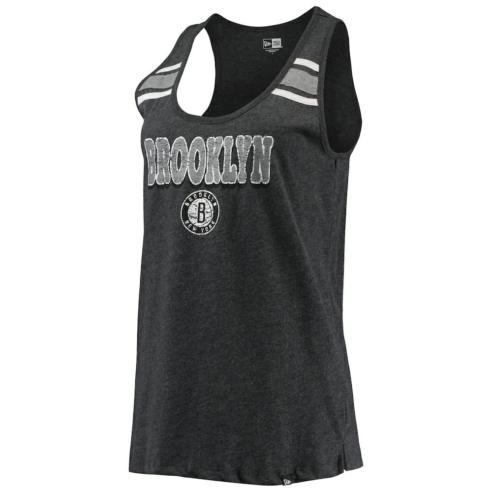 Brooklyn Nets Women's Scoop-Neck Racerback Tank Top Heathered Black - NBA