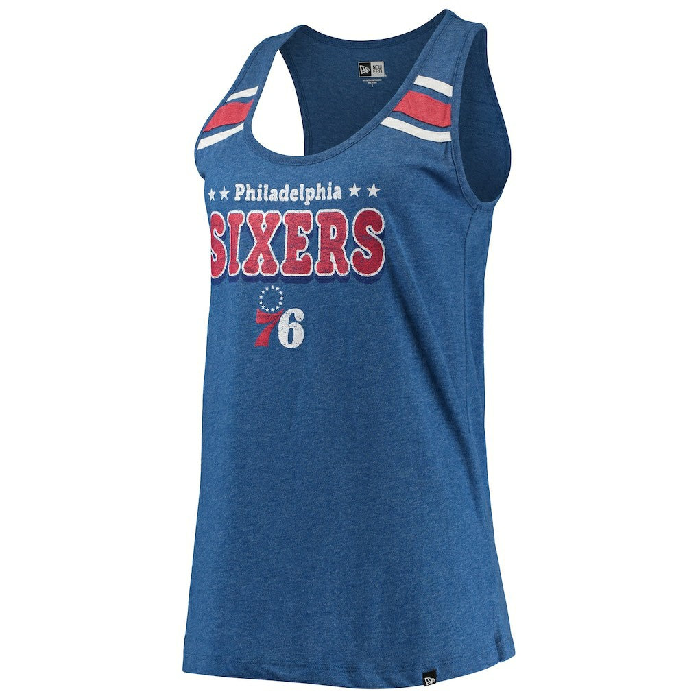 Philadelphia 76ers Women's Scoop-Neck Racerback Tank Top Heathered Royal - NBA