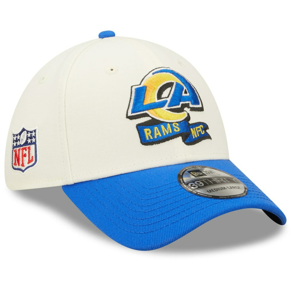 Los Angeles Rams New Era 2022 Sideline 39THIRTY 2-Tone Flex Hat Cream/Royal | NFL