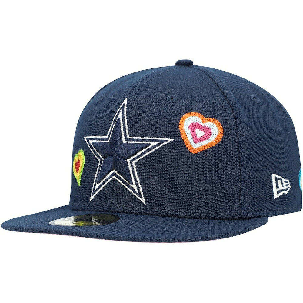 Dallas Cowboys New Era Chain Stitch Heart 59FIFTY Fitted Hat Navy | NFL