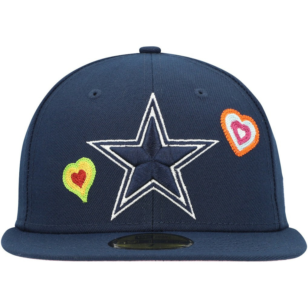 Dallas Cowboys New Era Chain Stitch Heart 59FIFTY Fitted Hat Navy | NFL