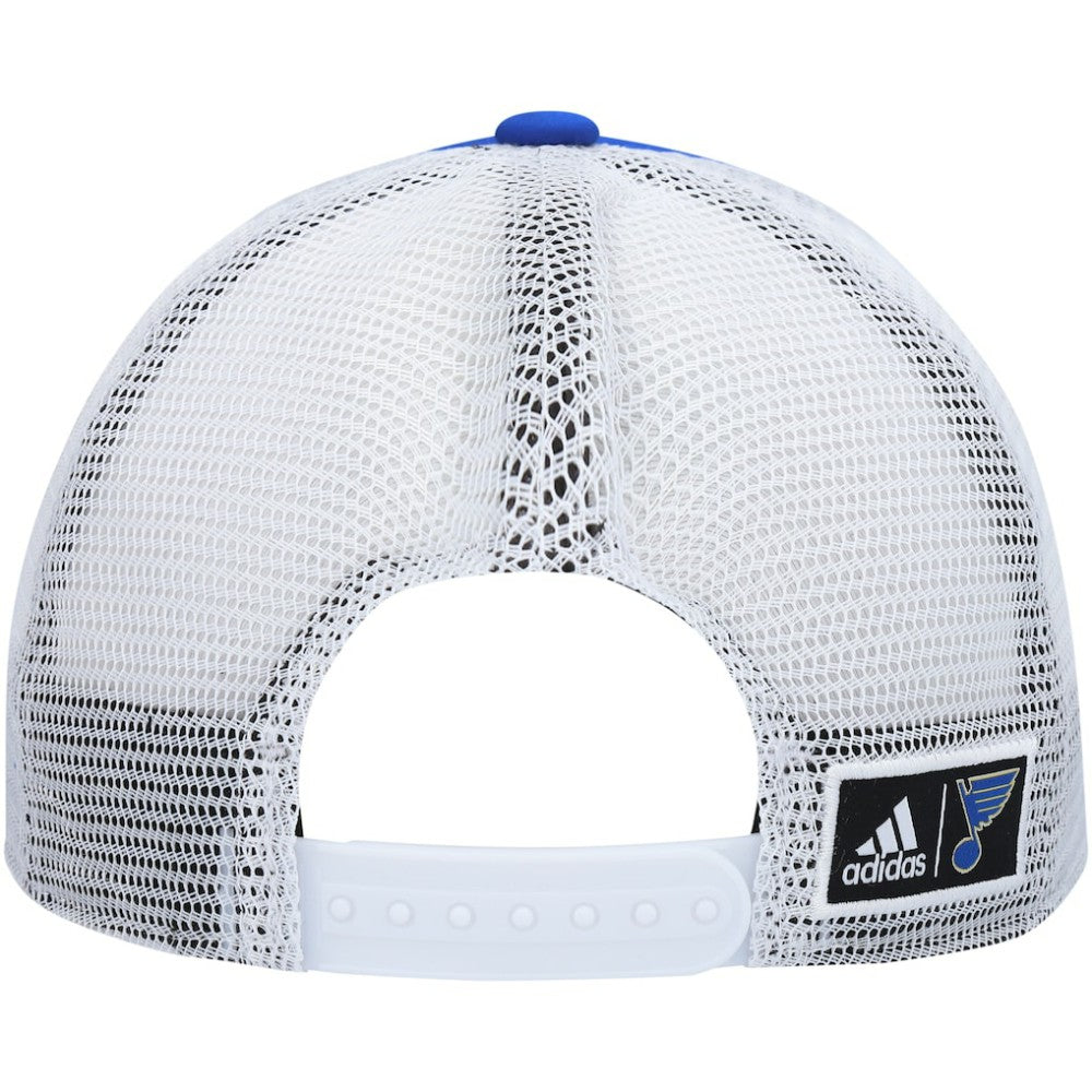 St. Louis Blues adidas Team Plate Trucker Snapback Hat - Blue/White - NHL