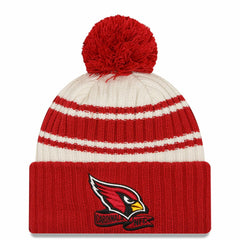 Arizona Cardinals New Era 2022 Sideline Sport Cuffed Pom Knit Hat Cream/Cardinal | NFL