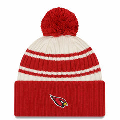 Arizona Cardinals New Era 2022 Sideline Sport Cuffed Pom Knit Hat Cream/Cardinal | NFL