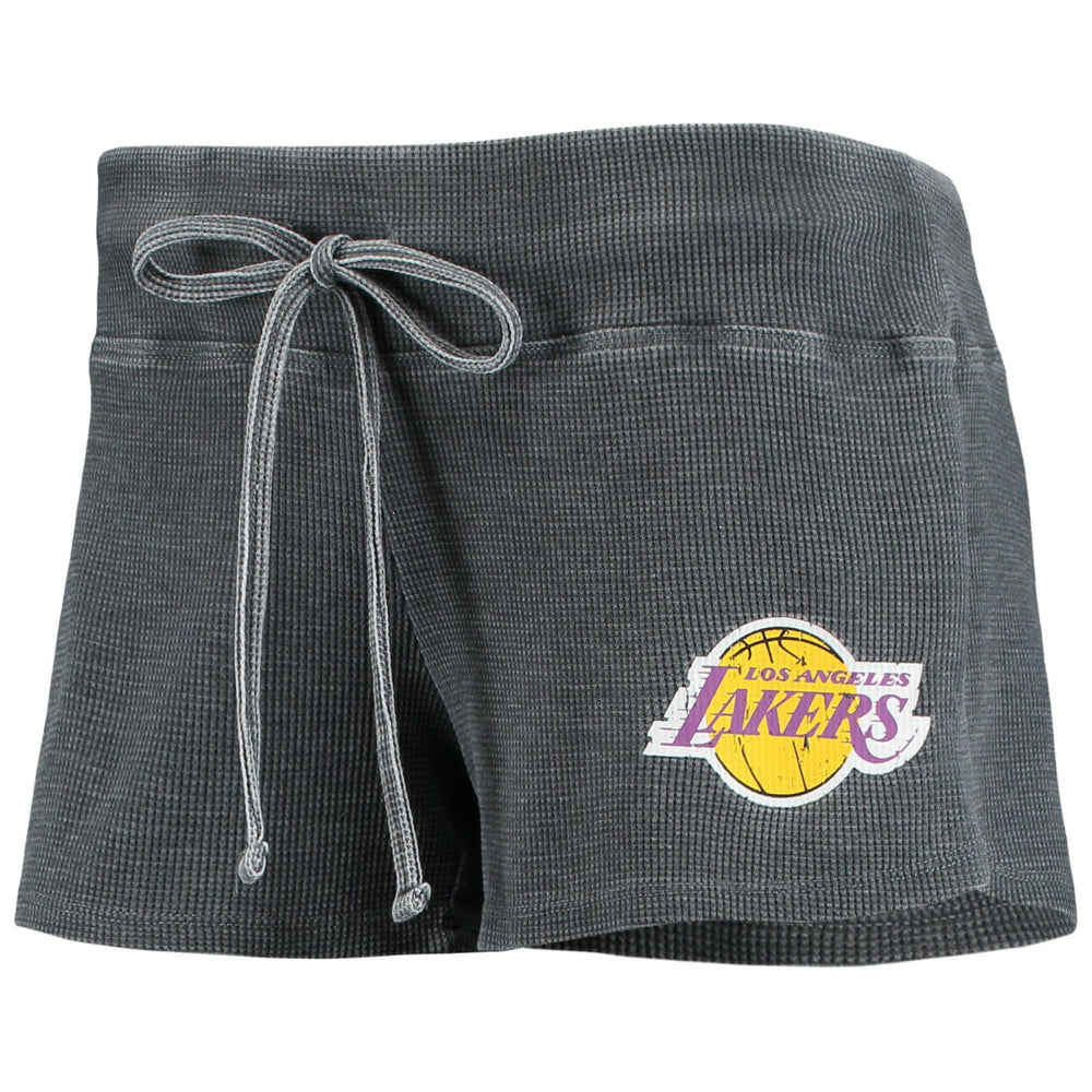 Los Angeles Lakers Concepts Sport Women's Resurgence Slub Burnout Raglan Top & Shorts Sleep Set Charcoal/White - NBA