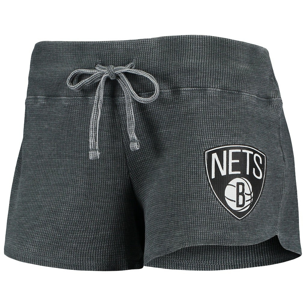 Brooklyn Nets Concepts Sport Women's Resurgence Slub Burnout Raglan Top & Shorts Sleep Set Charcoal/White - NBA