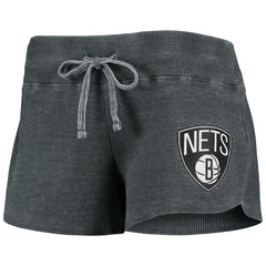 Brooklyn Nets Concepts Sport Women's Resurgence Slub Burnout Raglan Top & Shorts Sleep Set Charcoal/White - NBA