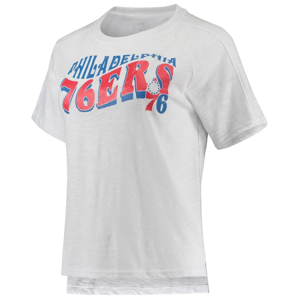 Philadelphia 76ers Concepts Sport Women's Resurgence Slub Burnout Raglan Top & Shorts Sleep Set Royal/White - NBA