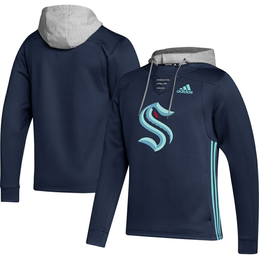 Seattle Kraken adidas Skate Lace Primeblue Team Pullover Hoodie - Deep Sea Blue - NHL