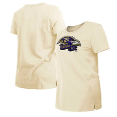 Baltimore Ravens New Era Women's Chrome Sideline T-Shirt Cream | NFL