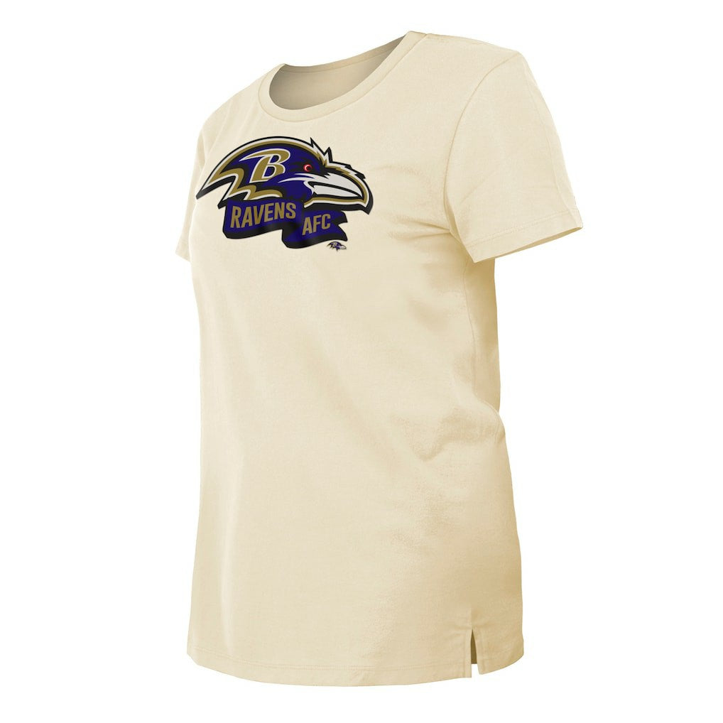 Baltimore Ravens New Era Women's Chrome Sideline T-Shirt Cream | NFL