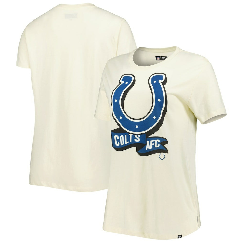 Indianapolis Colts New Era Women's Chrome Sideline T-Shirt Cream | NFL