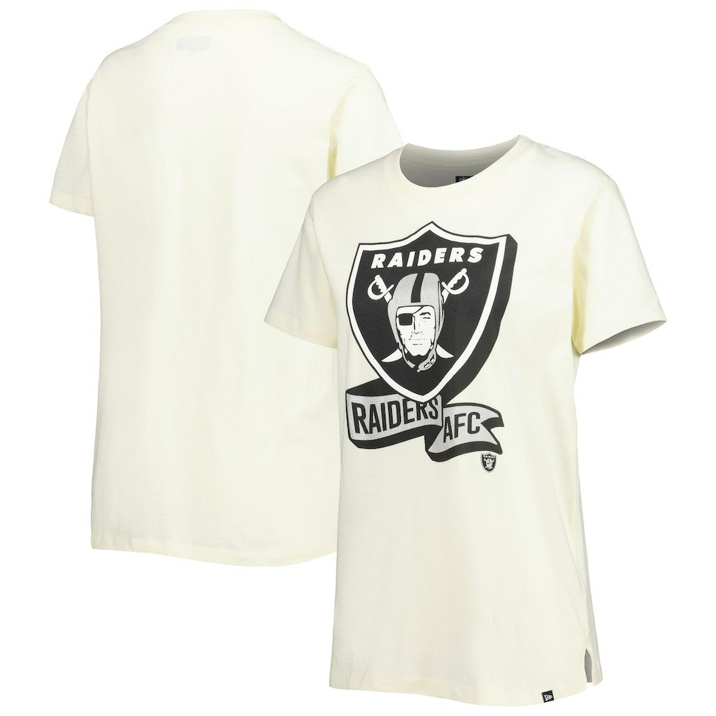 Las Vegas Raiders New Era Women's Chrome Sideline T-Shirt Cream | NFL