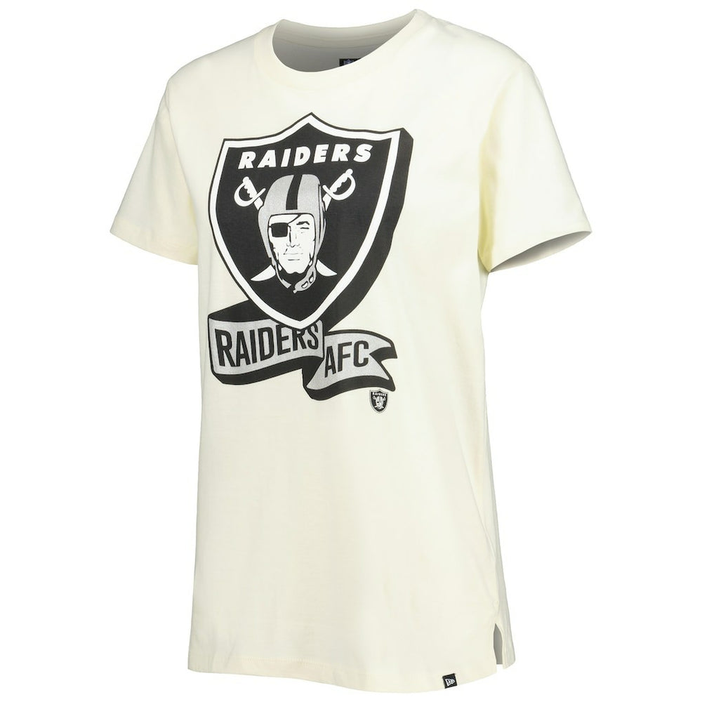 Las Vegas Raiders New Era Women's Chrome Sideline T-Shirt Cream | NFL