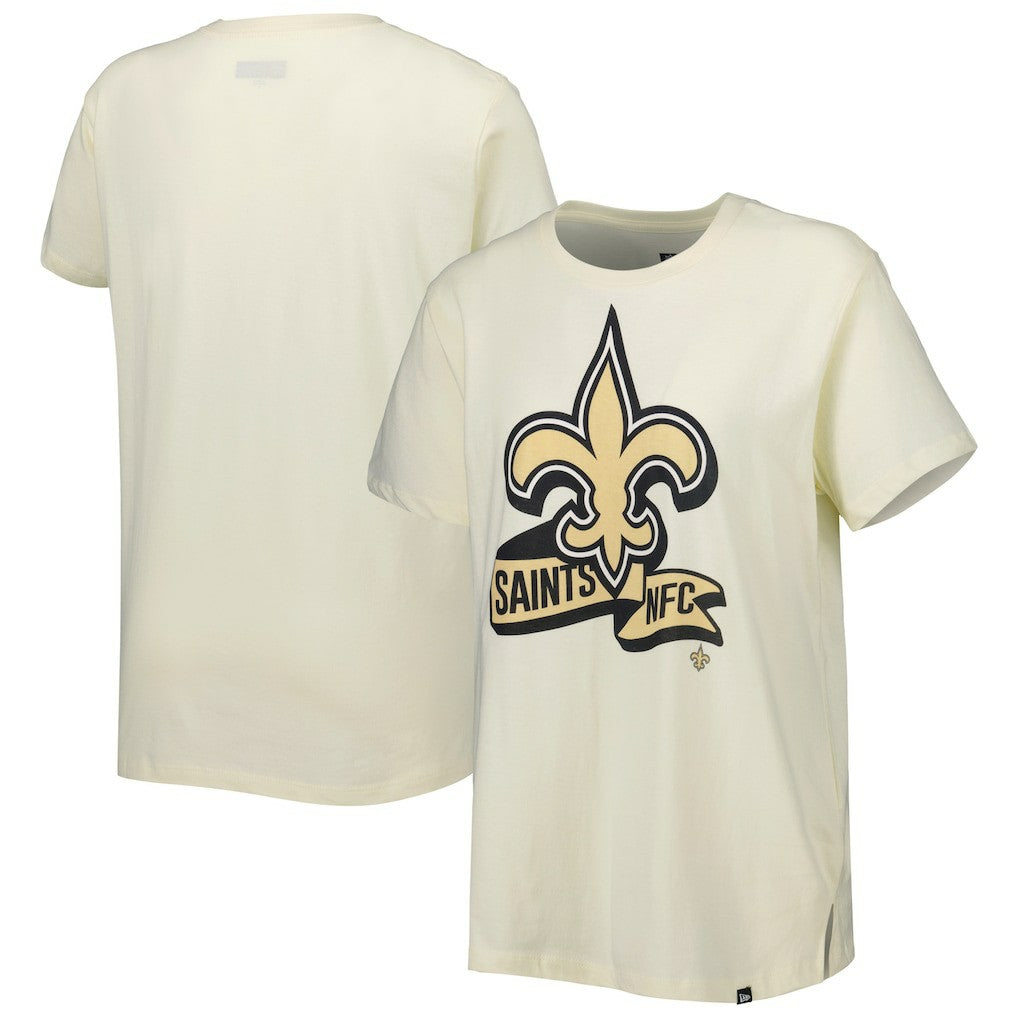 New Orleans Saints New Era Women's Chrome Sideline T-Shirt Cream | NFL