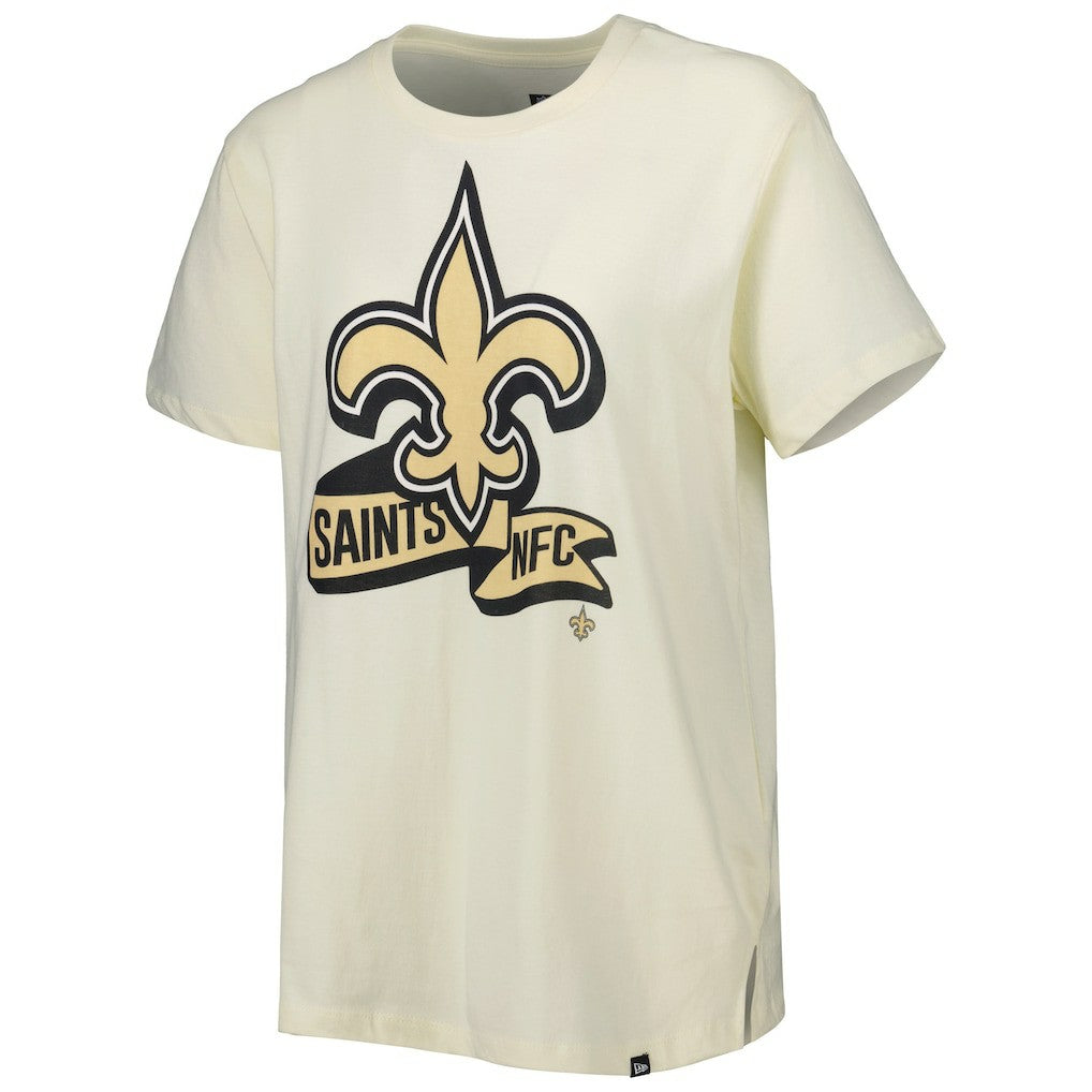 New Orleans Saints New Era Women's Chrome Sideline T-Shirt Cream | NFL