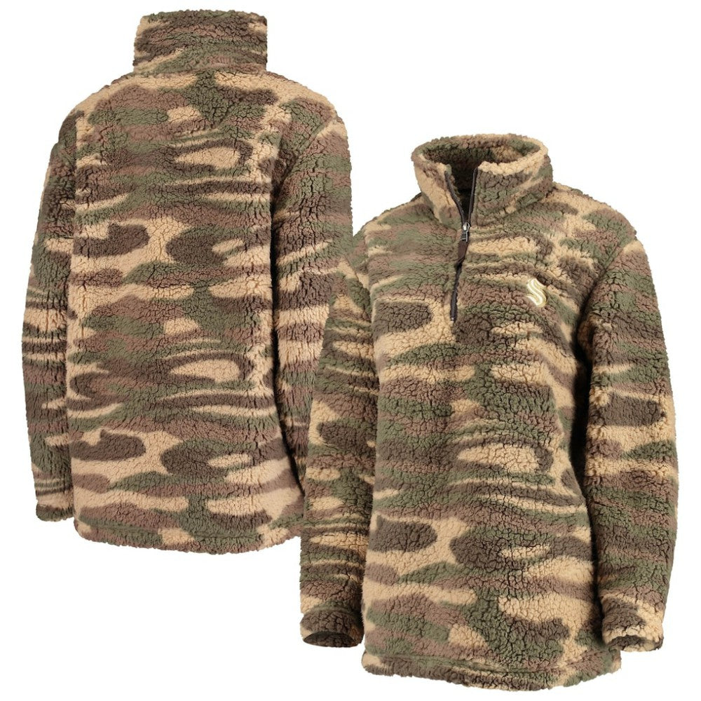 Seattle Kraken G-III Sports by Carl Banks Women's Sherpa Quarter-Zip Jacket - Camo - NHL