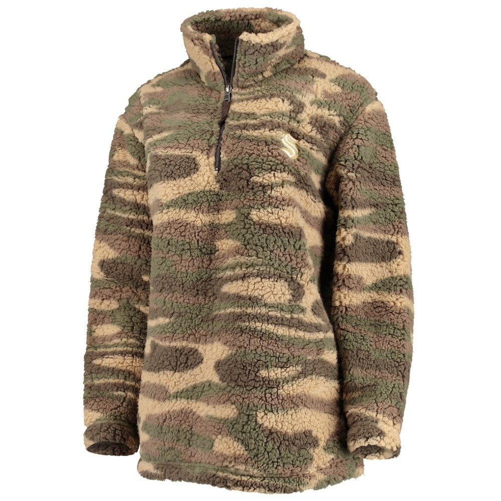 Seattle Kraken G-III Sports by Carl Banks Women's Sherpa Quarter-Zip Jacket - Camo - NHL