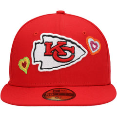 Kansas City Chiefs New Era Chain Stitch Heart 59FIFTY Fitted Hat Red | NFL
