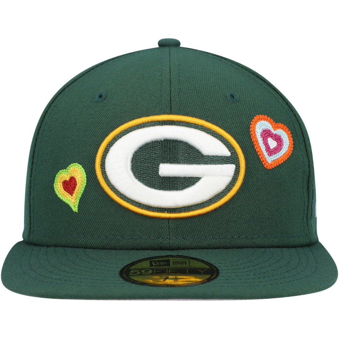 Green Bay Packers New Era Chain Stitch Heart 59FIFTY Fitted Hat Green | NFL