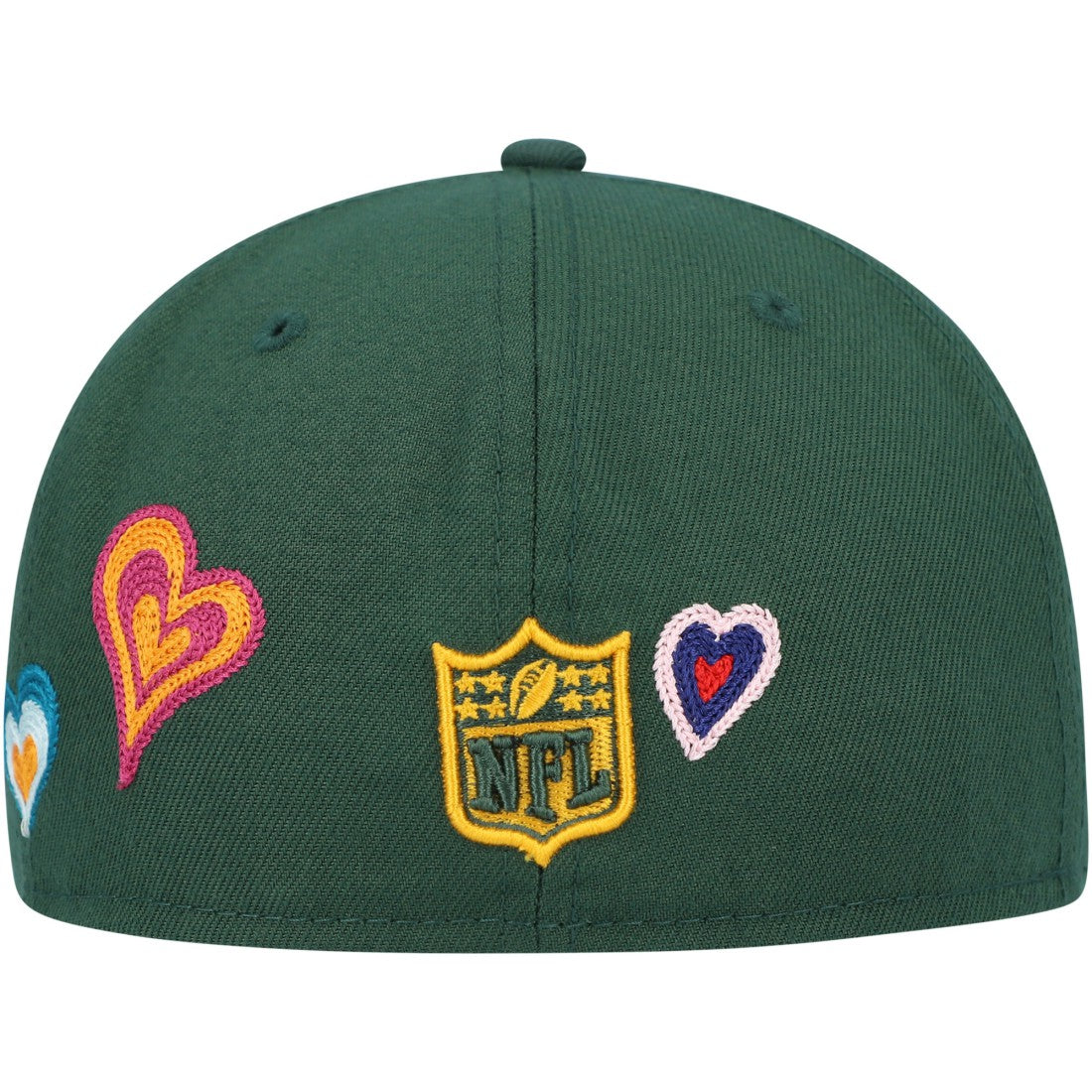 Green Bay Packers New Era Chain Stitch Heart 59FIFTY Fitted Hat Green | NFL