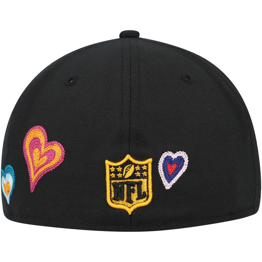 Pittsburgh Steelers New Era Chain Stitch Heart 59FIFTY Fitted Hat Black | NFL