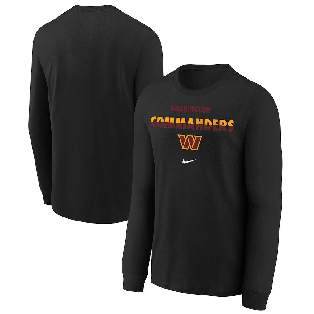 Washington Commanders Youth Team Color Split Long Sleeve T-Shirt Black | Nike for Sale